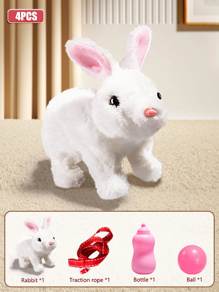 Interactive Dancing Walking Rabbit Toy, Plush Bunny Electronic Pet for Kids, Animated Moving Animal Gift for Boys Girls Birthday