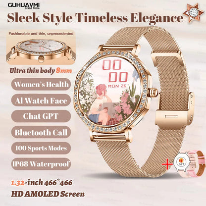 2026 Ultra Thin Women Smart Watch Screen Always Display Time Sports Bracelet Bluetooth Call Fashion Smartwatch Ladies Best Gift