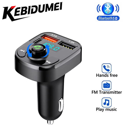 Bluetooth 5.0 Fm Transmitter Car Wireless Fm Radio Modulator Car Kit Dual USB Car Charger Adapters FM Transmitter Receiver