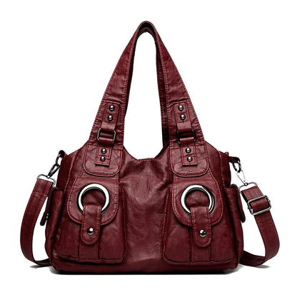 Luxury Designer Handbag Women High capacity Vintage Soft Leather Ladies Casual Large Capacity Shoulder Crossbody Bag Travel Sac