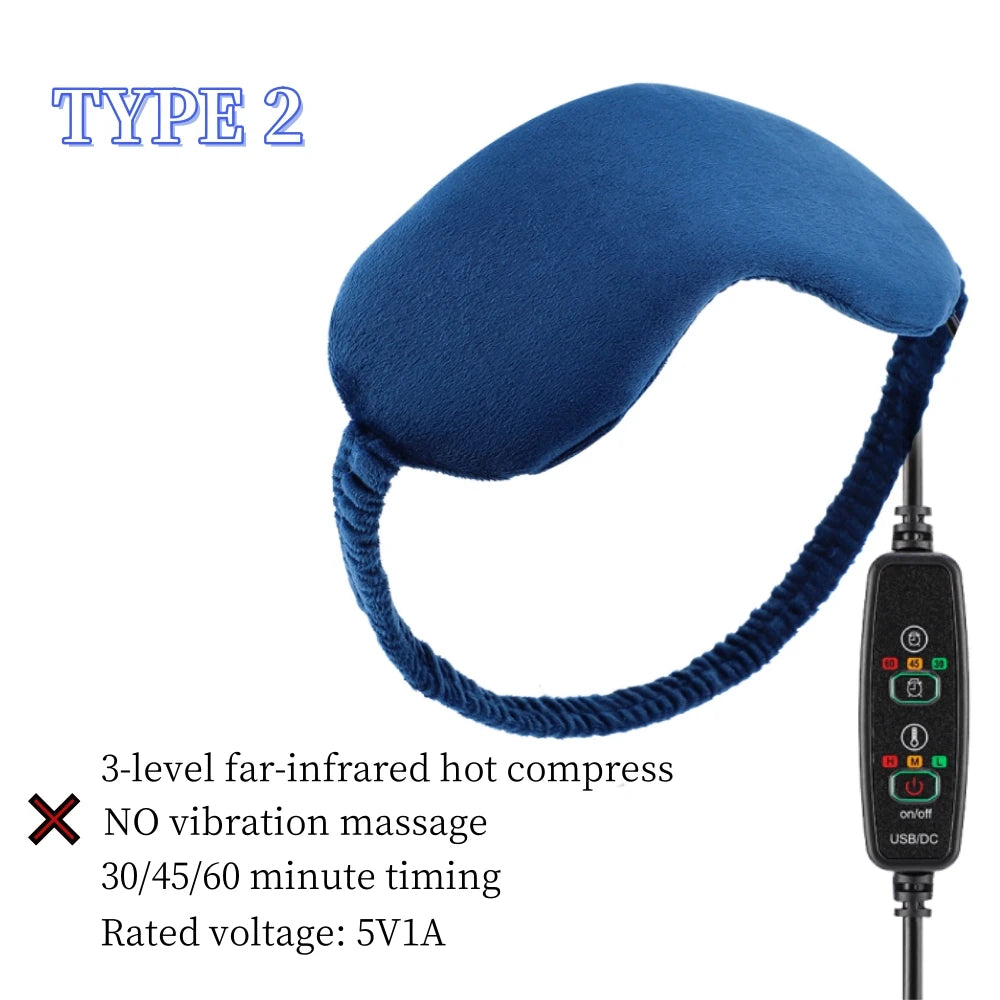 USB Charging Hot Compress Eye Mask for Dry Eye Relief, Heated Massage Steam Eyemask with Remote Control for Office and Sleeping Use