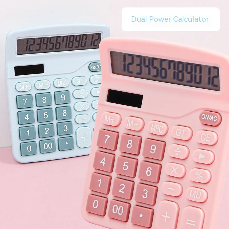 12-Digit Electronic Calculator Solar Calculator Dual Power Supply Calculator for Home Office School Financial Accounting Tools