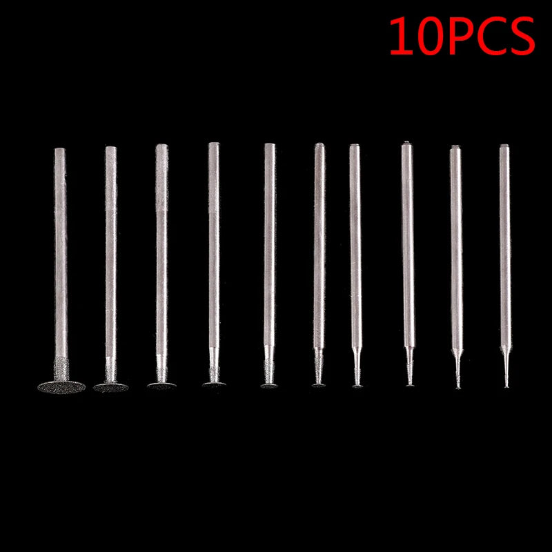 10Pcs Dremel Accessories 2.35mm Shank Diamond Mounted Point Grinding Head Stone Jade Carving Polishing Engraving Tools