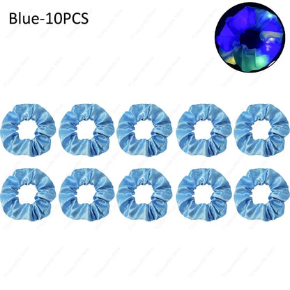 LED Luminous Scrunchies Hairband Women Glowing Elastic Hair Tie Hair Rope Girl Glow in the Dark Party Supplies Hair Accessory