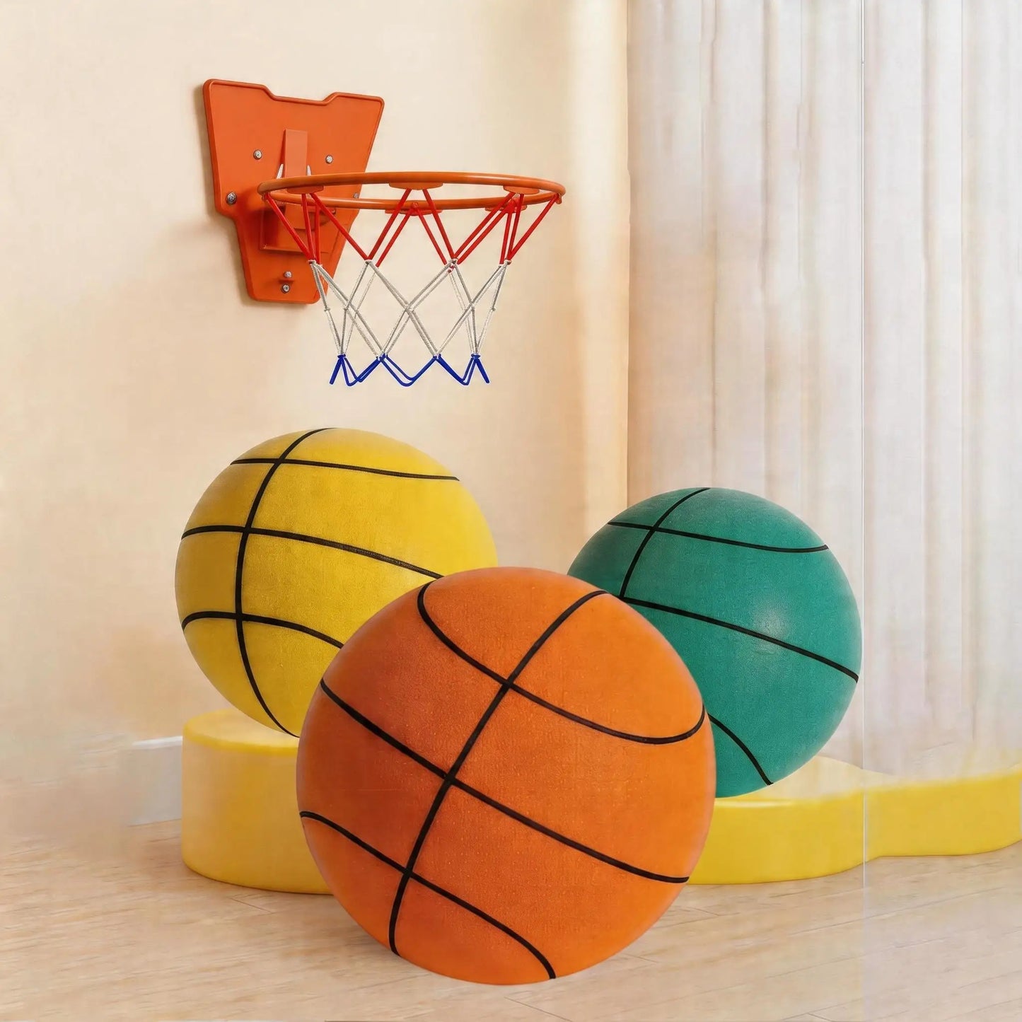 Silent Foam Basketball Hoop Set | Soft, High-Rebound PU Material | Indoor Silent Training Ball