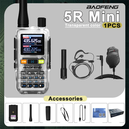 Baofeng UV 5R Mini Walkie Talkie Banda Aérea UHF/VHF Doble Vigilancia Doble PTT Programación Bluetooth Tipo-C Camping Radioaficionado Actualización 5R
