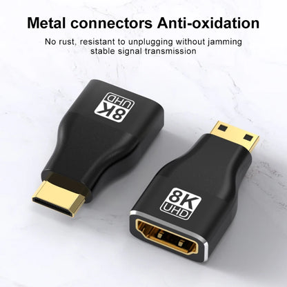 HDMI-Compatible Adapter, Mini/Micro HDMI To HDMI Adapter, 8K 60Hz 4K 120Hz/144Hz Male To Female Converter For HDTV Laptop PS5