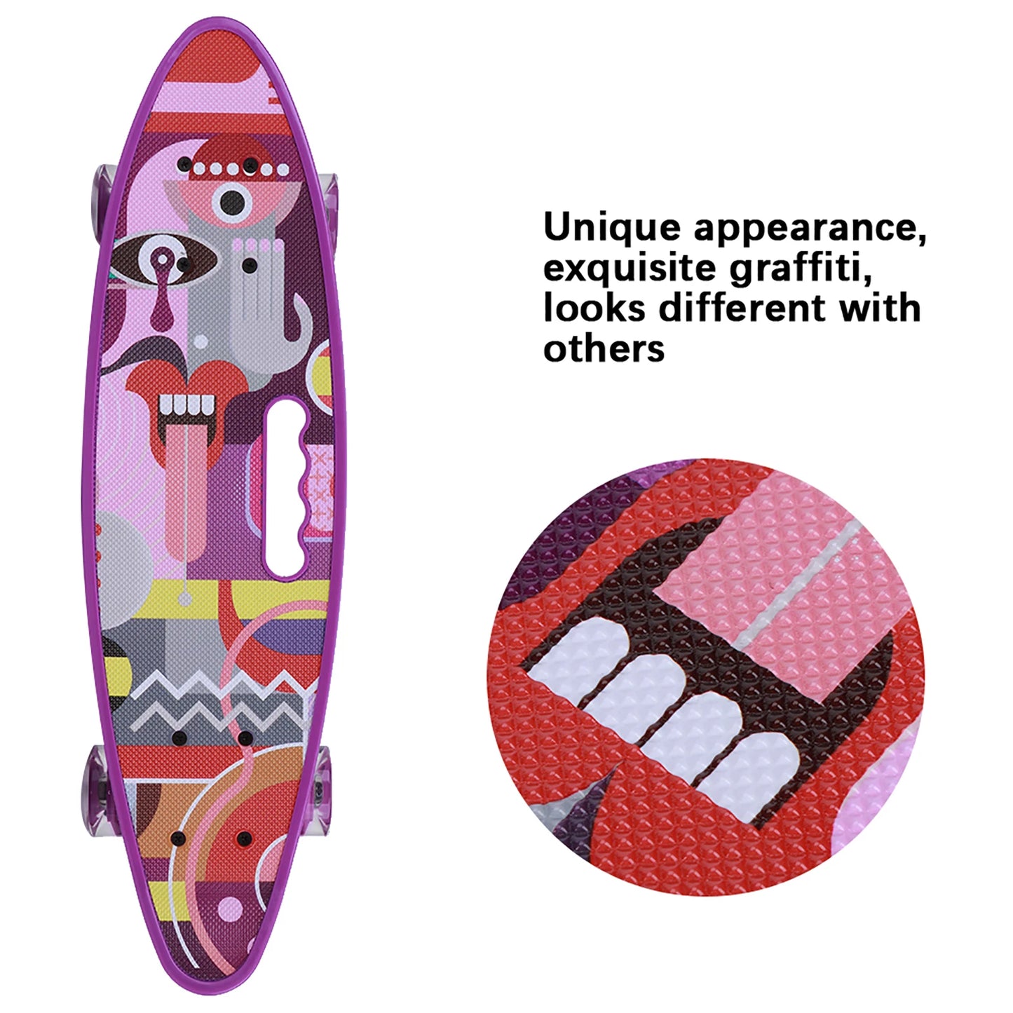Four Wheels Skateboard Portable Children Skateboard with Four Wear Resistant Flashing Wheels for Kid Beginners Kid Skateboard