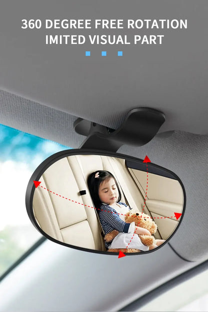 Car Interior Baby Mirrors, 360 Degrees Rotatable Windshield Sucker Sun Visor Plate Clips Mirror, Baby Kid Back Seat Observe Mirror