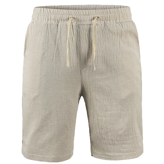 New Men's Cotton Linen Shorts Pants, Male Summer Breathable Solid Color Linen Trousers, Fitness Streetwear