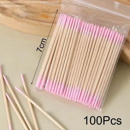 500/300/100Pcs Nails Wood Swab Clean Sticks Bud Tip Wooden Cotton Head Detail Corrector Manicure Nail Polish Remover Art Tool