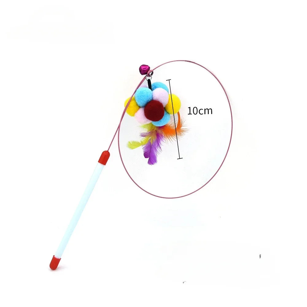 Interactive Cat Toy Hands-Free Cat Stick Playing Kitten Playing Teaser Wand Toy Suction Cup Bird/Feather Cat Wand Pet Supplies