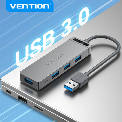 USB Hub, High Speed 4 Ports, Multi USB 3.0 to USB 3.0 Hub Splitter Adapter for MacBook Pro iPad Pro Xiaomi Lenovo USB Hub, VENTION