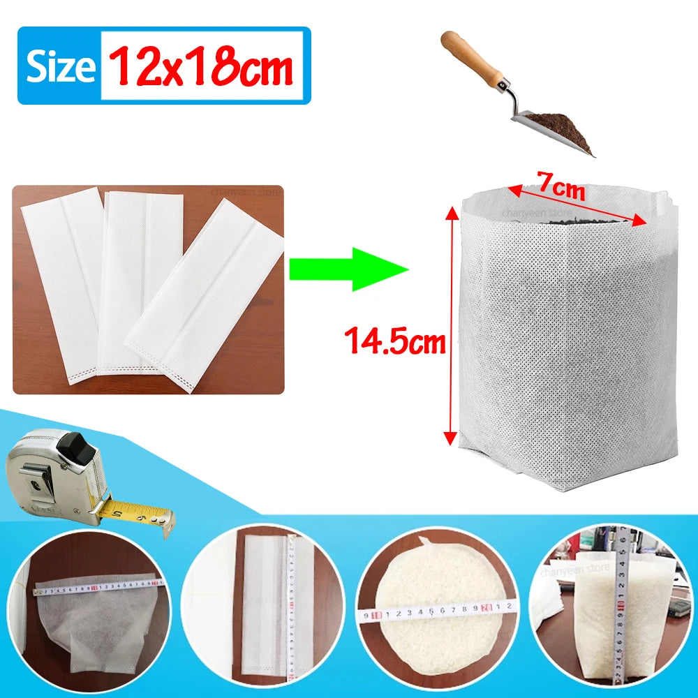 100Pcs Plant Grow Bags Nursery Bags Seeds To Sow Flower Pots Biodegradable Non-woven Fabric For Home Garden Accessories Tools