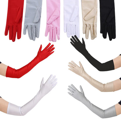 Fashion Long Satin Gloves, Satin Opera Evening Party Prom Costume Glove, Black White Pink Gray Beige Red, New Hot Sale