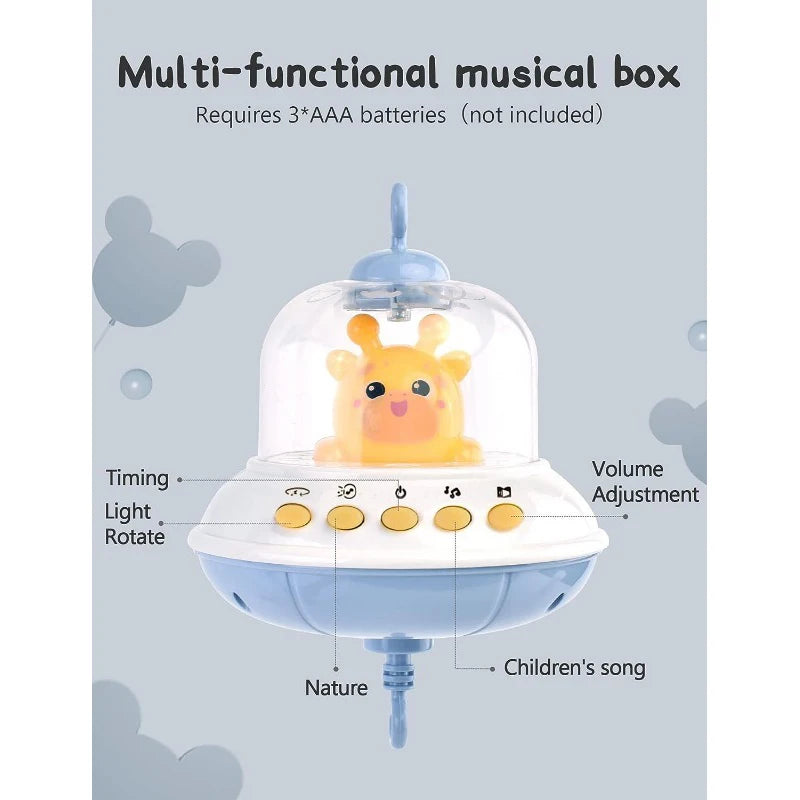 Baby Crib Mobile with Lights Music Projection for Infants 0-6 Months Remote Control Crib Toys for Newborn Baby Mobile for Crib