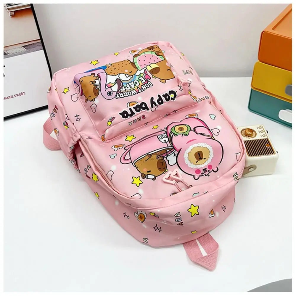 Cute Large Capacity Capybara Backpack, Cartoon Breathable Student Schoolbag, Nylon Ultra-light Book Bag, Back to school Girl