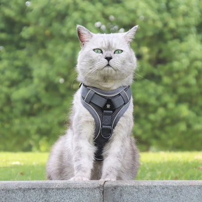 Arnés y correa para gatos para perros pequeños, reflectante, ajustable, para exteriores, para cachorros y gatitos, dispositivo de tracción, entrenamiento táctico, suministros para mascotas