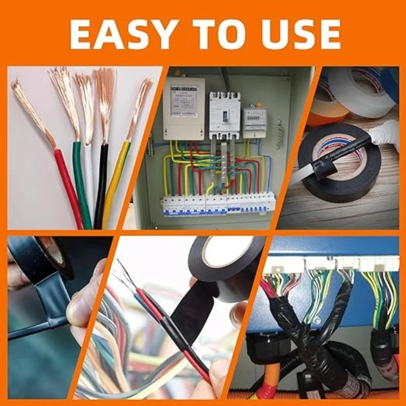 10/100M High-Temperature Resistant Black Rubber Electrical Tape, Durable and Soft Insulating Adhesive, for Industrial Use