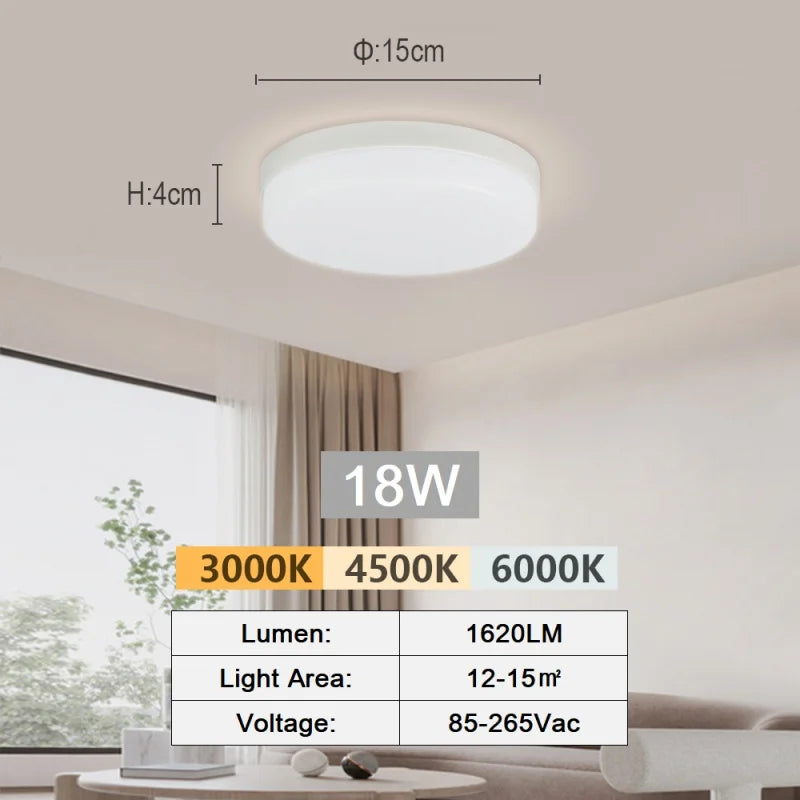 LED Ceiling Lamp 18-48W Flush Mount Fixture 3000K-6000K Daylight Modern Home Lighting for Bedroom Living Room Kitchen Hallway