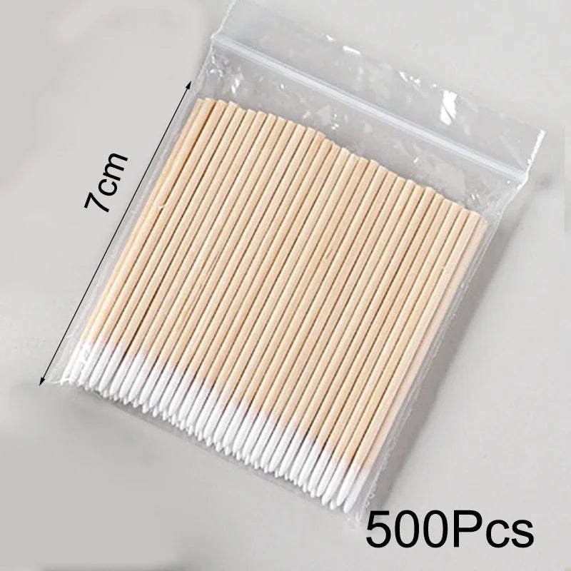 500/300/100Pcs Nails Wood Swab Clean Sticks Bud Tip Wooden Cotton Head Detail Corrector Manicure Nail Polish Remover Art Tool