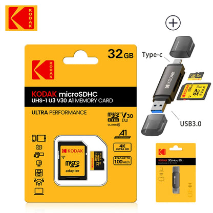 KODAK 100% Original Micro sd Card 32GB 64GB 128GB 256GB Microsd Memory Card Class10 SDXC U3 4K TF Card for Drone Phone