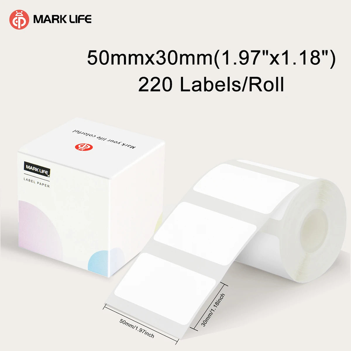 Marklife X2 Thermal Label Sticker Paper Printable White 40-50mm Width Clothing Tag Commodity Price Food Self-Adhesive Tape