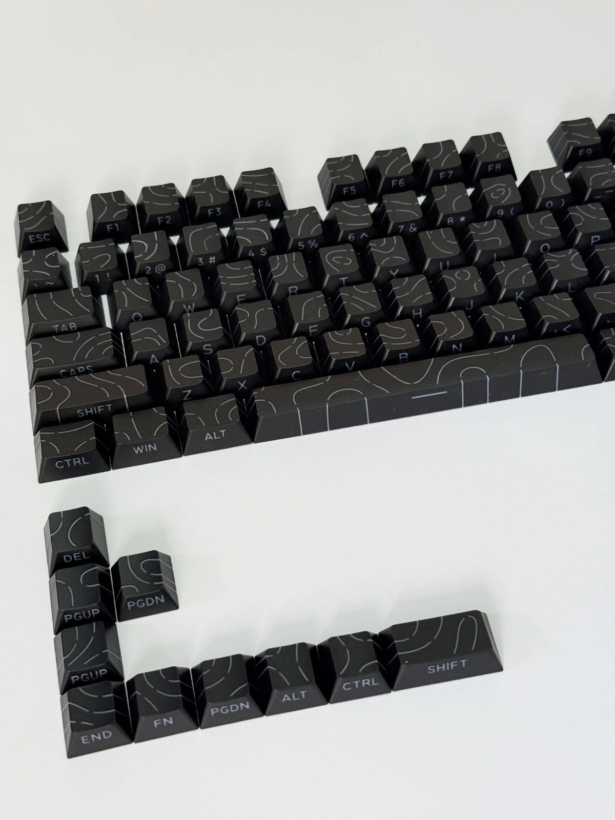 Contour Lines Translucent Keycaps Side Engraving Cherry Profile Black White Key Cap 60 70 80 90 100 Layout Mechanical Keyboard
