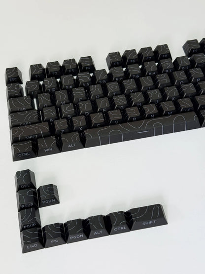 Contour Lines Translucent Keycaps Side Engraving Cherry Profile Black White Key Cap 60 70 80 90 100 Layout Mechanical Keyboard
