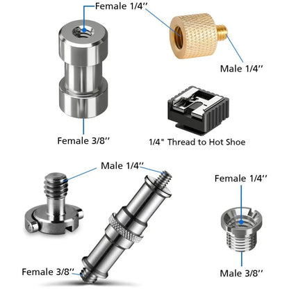 Camera Male to Female Conversion Screw 1/4" 3/8" Inch 20-Thread Fixed Mount Converter for DSLR Light Stand Tripod Ballhead