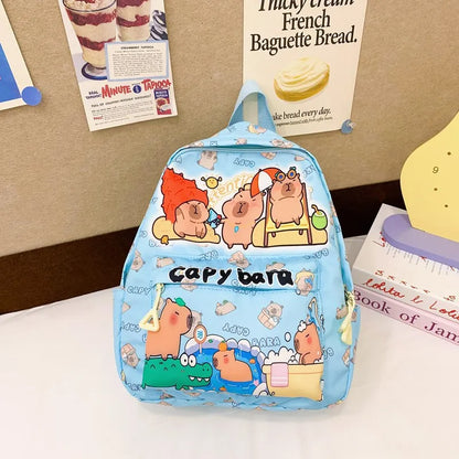 Cute Large Capacity Capybara Backpack, Cartoon Breathable Student Schoolbag, Nylon Ultra-light Book Bag, Back to school Girl