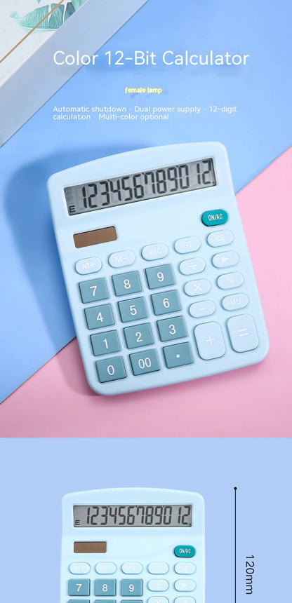 12-Digit Electronic Calculator Solar Calculator Dual Power Supply Calculator for Home Office School Financial Accounting Tools