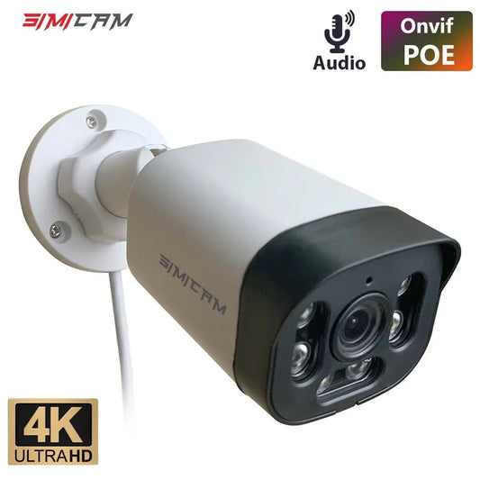 Super HD Infrared Night Vision Bullet Video Surveillance for NVR, 4K PoE Security Camera with Audio, 48V POE, DC 12V 4MP 5MP 8MP
