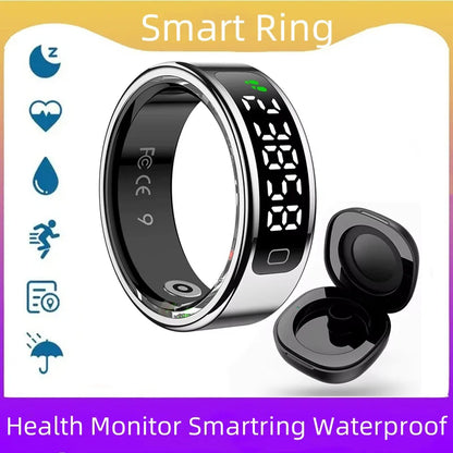 R11C Smart Ring, Men Women, Display Screen Gesture Swipe Video Smartring Waterproof Heart Rate Sleep Monitor Qring for Android IOS