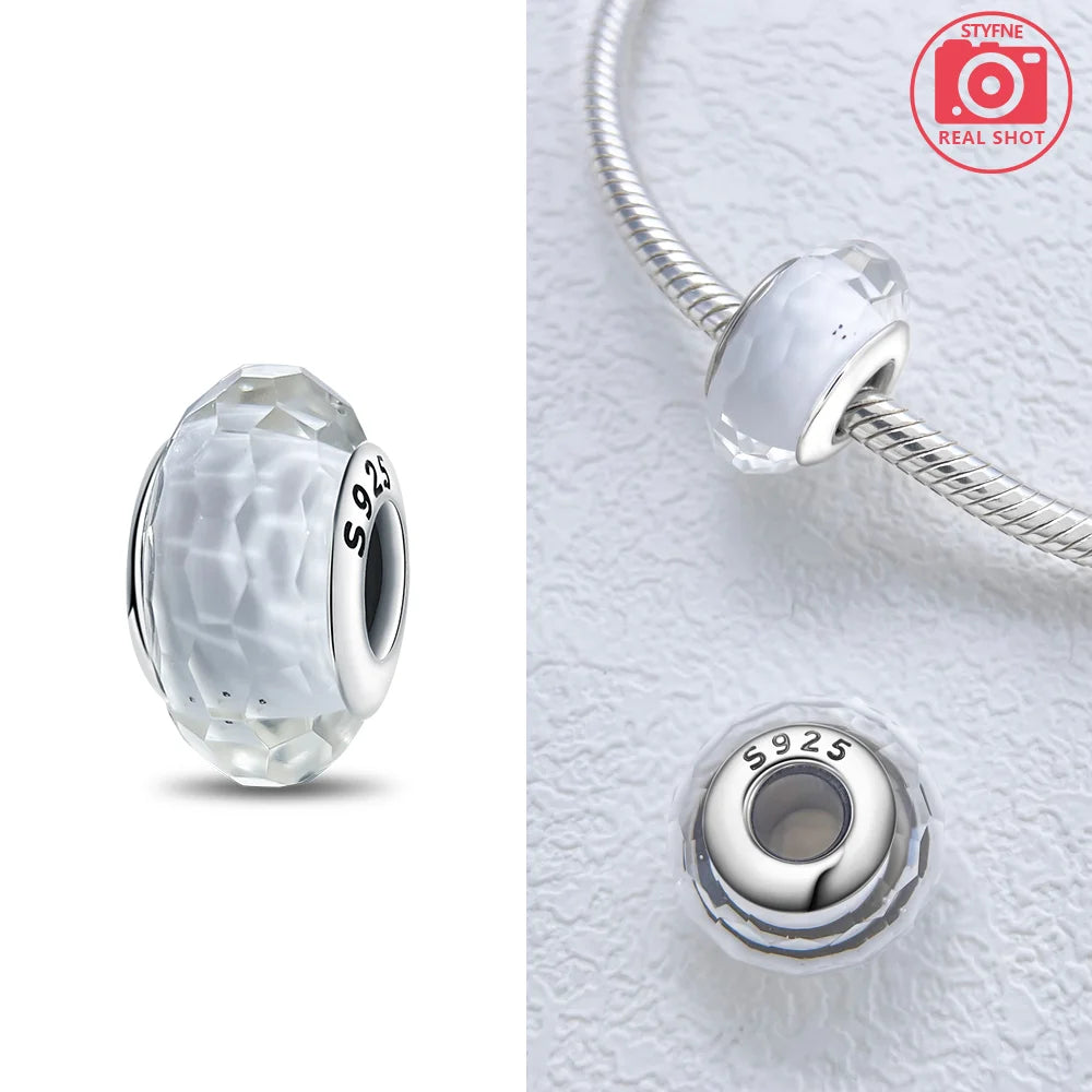 Original 925 Silver Charms Flower Blue Star Green Turtle Glass Beads Fit Bracelet Women DIY Gift Murano Jewelry Accessories