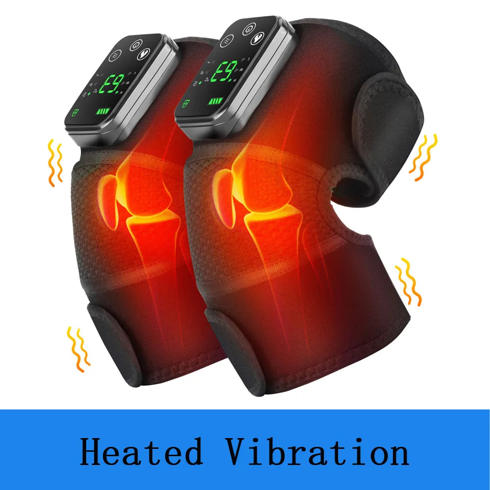 Thermal Knee Massager 3-in-1 Shoulder, Knee, and Elbow Heating Massage Support Brace Rechargeable Vibration Pad Machine Muscle Relaxer