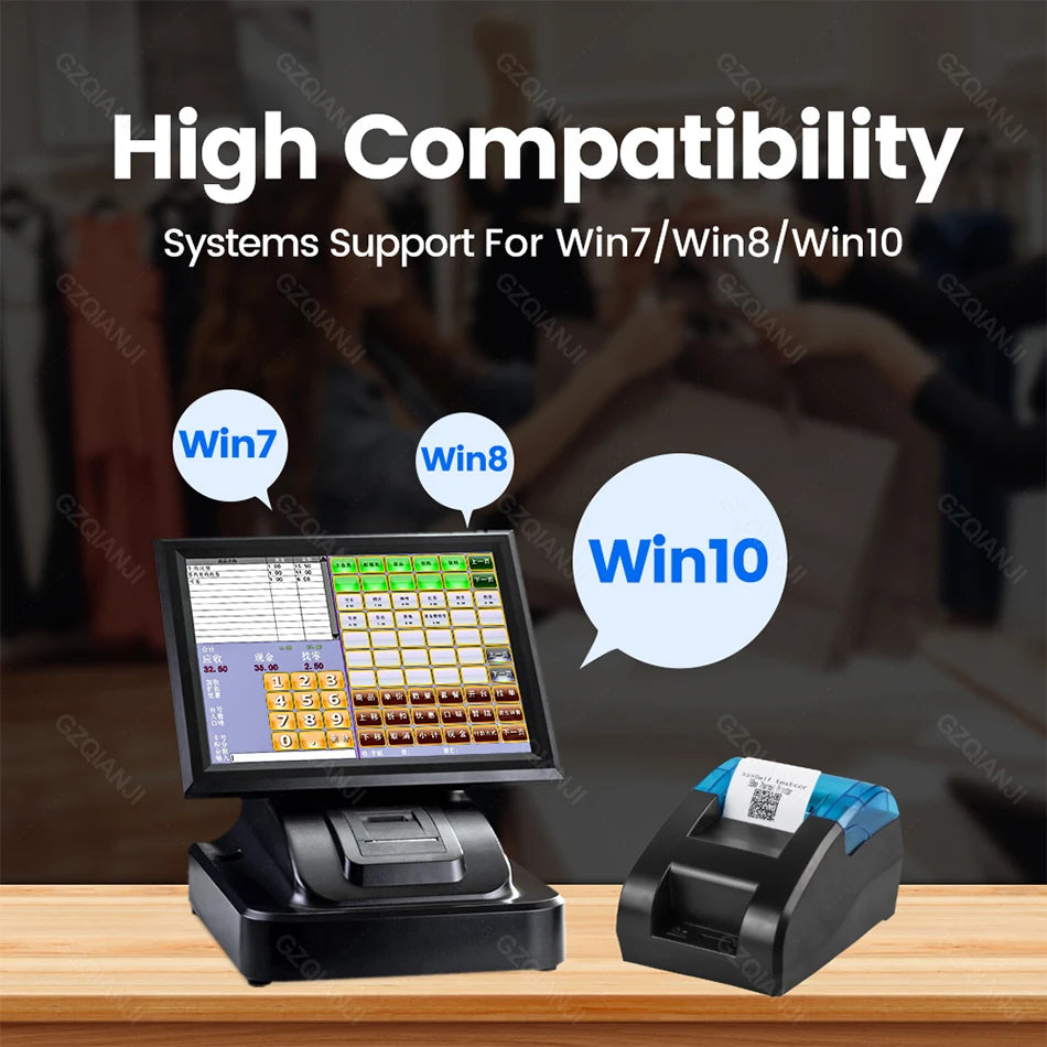 58MM Desktop POS Cashier Printer USB Bluetooth Thermal Receipt Printer Restaurant Sales Kitchen Bill Printing for Mobile Windows