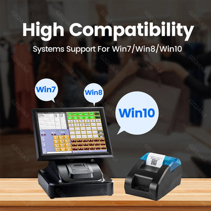 58MM Desktop POS Cashier Printer USB Bluetooth Thermal Receipt Printer Restaurant Sales Kitchen Bill Printing for Mobile Windows