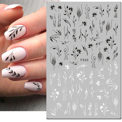 3d Nail Art Decals Tropical Palm Leaves Flowers Laces Faces Adhesive Sliders Nail Stickers Decoration For Nail Manicure