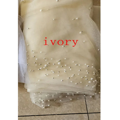 Bride Pearl Veil, Woman Ivory White, New Wedding Accessories, 1.5m Wide One Floor Cathedral Velos de Noiva, Custom Made Veil