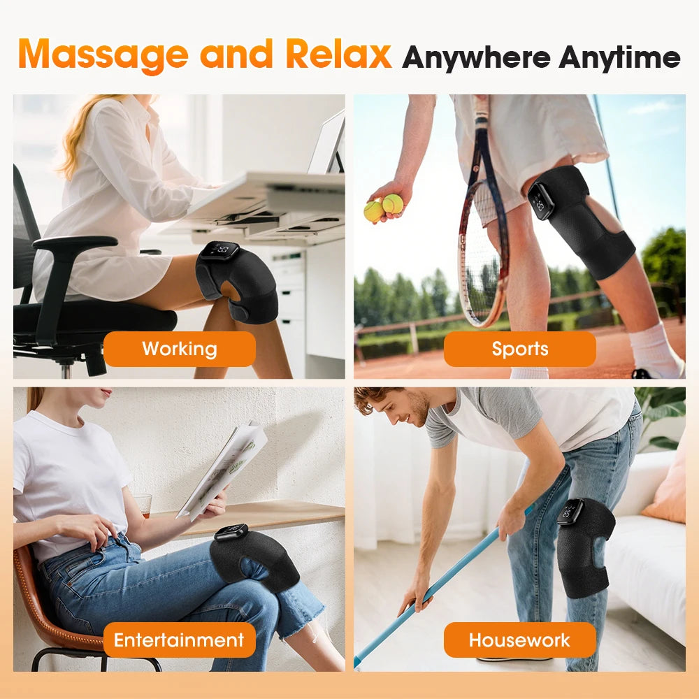 3-in-1 Heated Vibration Massager for Knee, Shoulder, and Elbow - 3 Heat Levels, 3 Vibration Modes, Non-Slip Wrap Design
