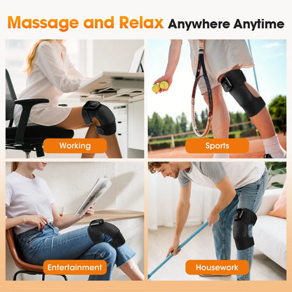 3-in-1 Heated Vibration Massager for Knee, Shoulder, and Elbow - 3 Heat Levels, 3 Vibration Modes, Non-Slip Wrap Design