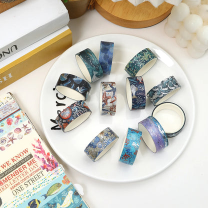 Creative Floral Hot Foil Washi Tape Set, 12 Rolls Decorative Masking Tape for Scrapbooking, Journaling, DIY Gift Supplies