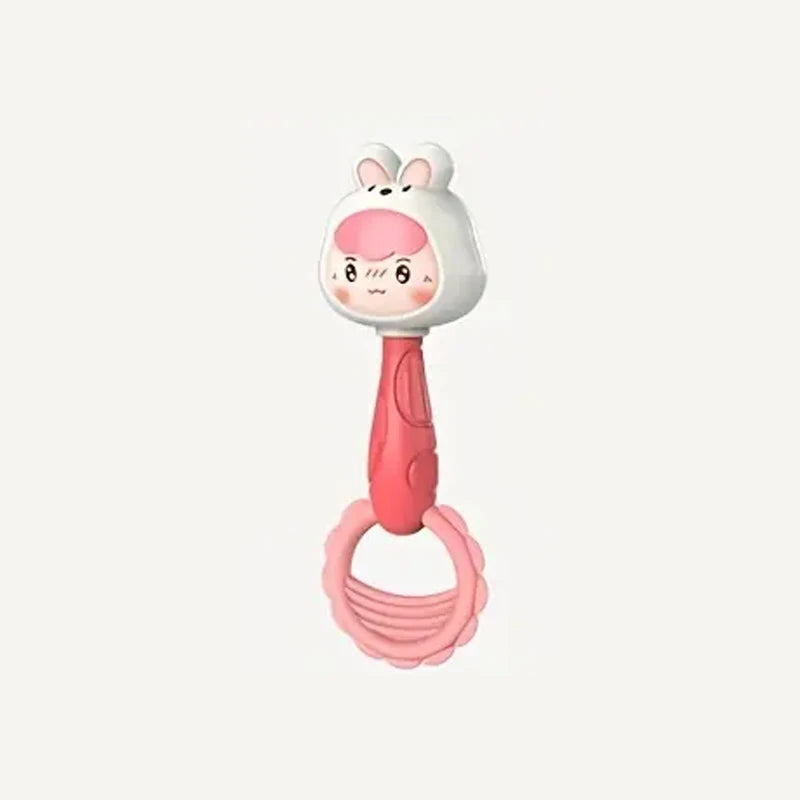 Cartoon Rattle, Newborn Sensory Grasp Toy, Chew-Safe Early Ed Handbell for Xmas & Bday Bite and Chew Toy Festival Gifts