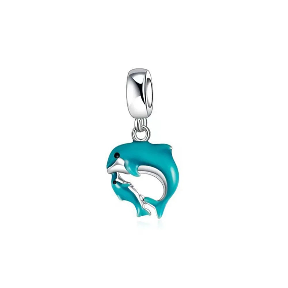 New 925 Silver Octopus crab Charm Bead Sea turtle starfish Seahorse dolphin Pendant Fit Original Bracelet Women DIY Jewelry Gift