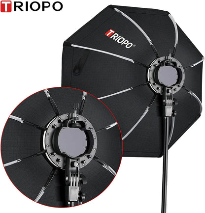 TRIOPO 55cm 65cm 90cm 120cm Foldable Octagon Softbox Tripod Grip for Godox V860III V1 AD200Pro Yongnuo Speedlite Flash Light