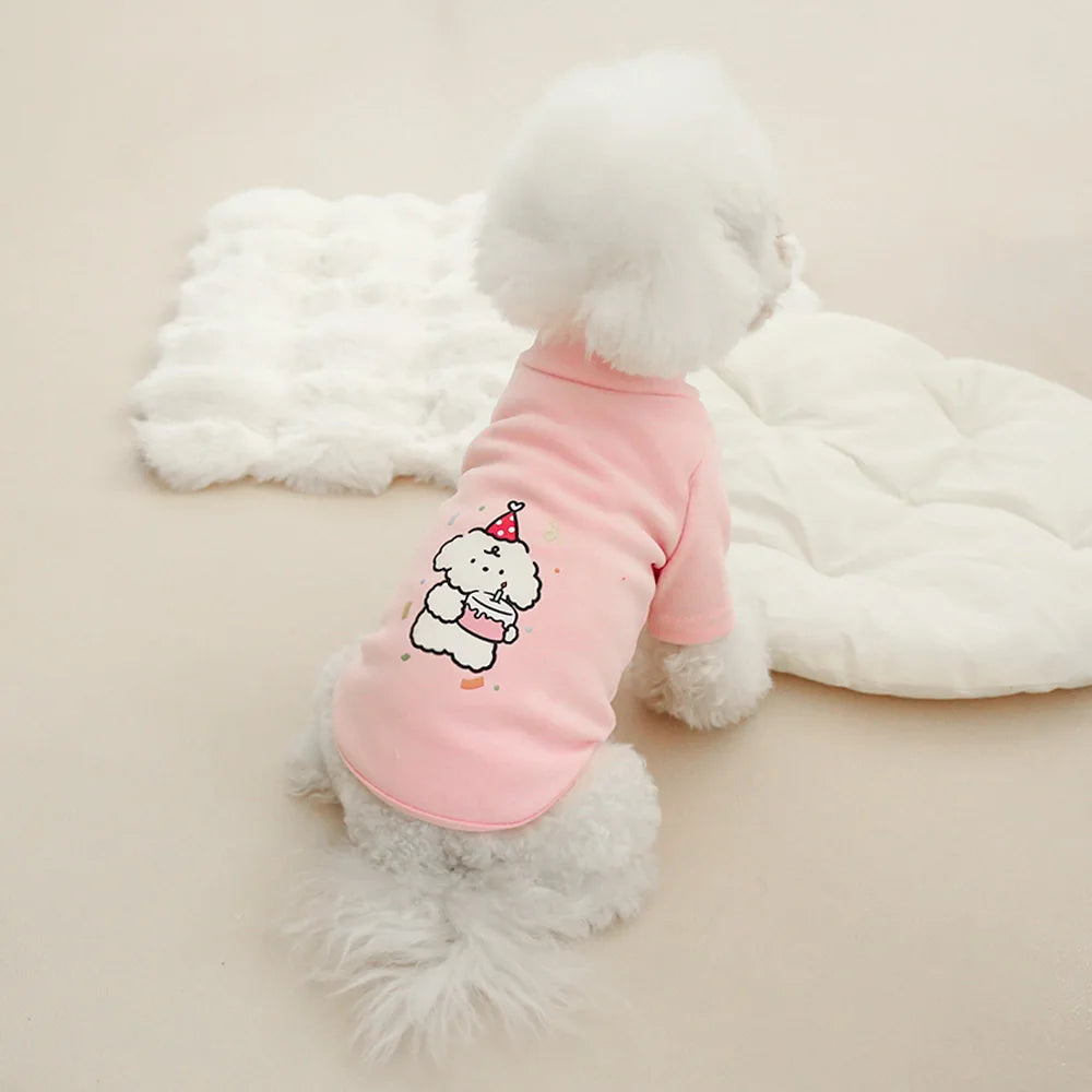 Dog Autumn/Winter Plush Hoodie Cute Cartoon Dog Warm Base Coat Pet Double-Sided German Plush Thick High-Neck Coat