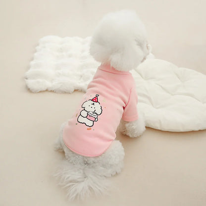 Dog Autumn/Winter Plush Hoodie Cute Cartoon Dog Warm Base Coat Pet Double-Sided German Plush Thick High-Neck Coat