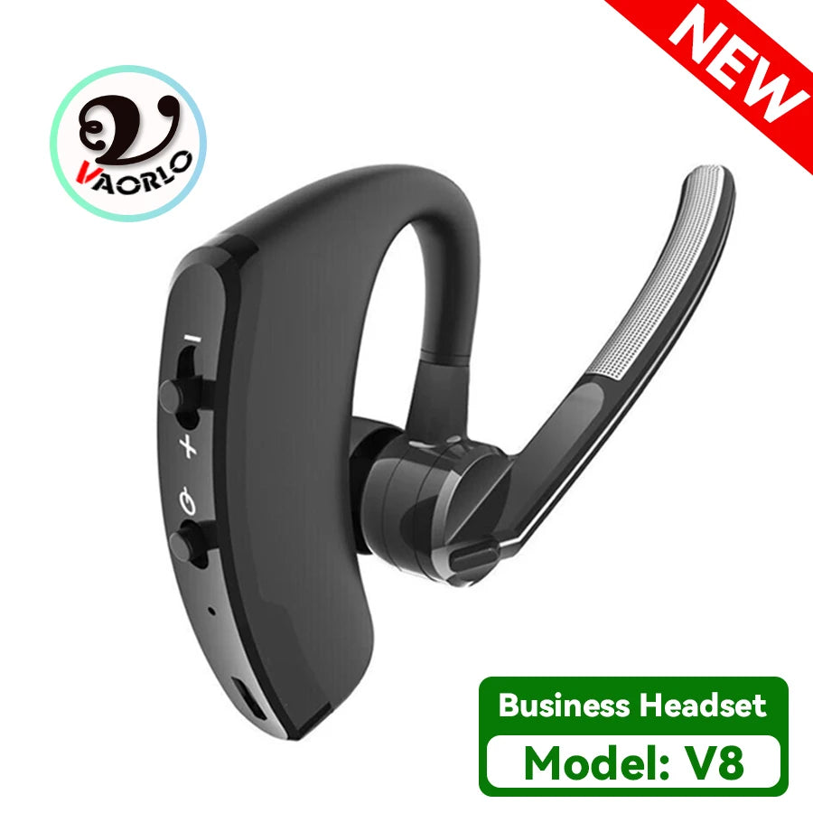 New V8 Wireless Bluetooth Single Earphone With HD Mic Stereo Headset Handsfree Call Business Headphone For Sports Driving Travel