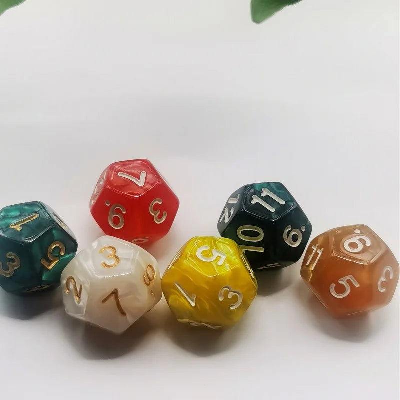 D12 12 Faces DND Dice Transparent Acrylic 12 Side Dice Set Polyhedral TRPG, Mtg, Rpg, Dice for DND or COC Game, 10PCs per Set